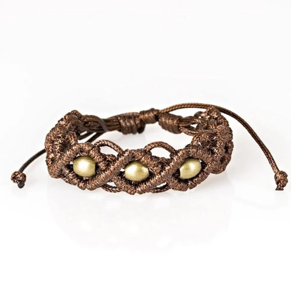 Unisex woven with gold accent bead bracelet